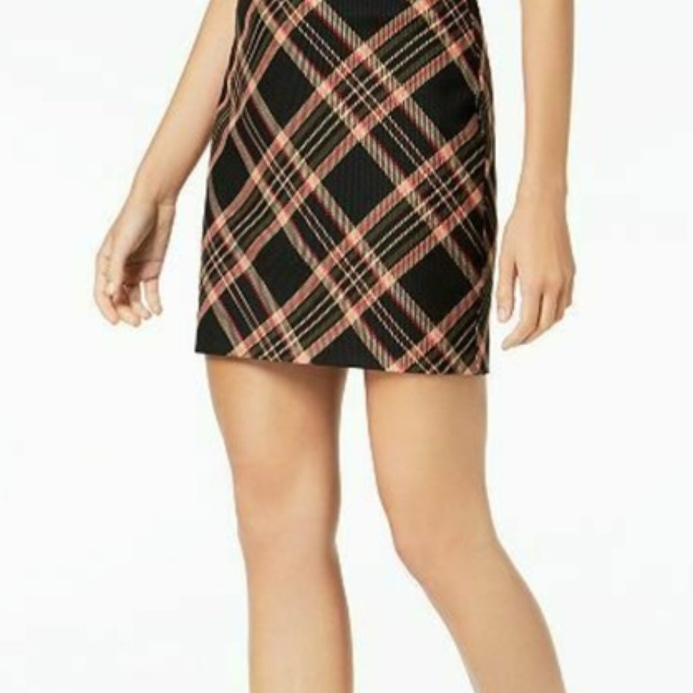 NWOT Trina Turk Plaid Black Rico Multicolor Mini Skirt, 4